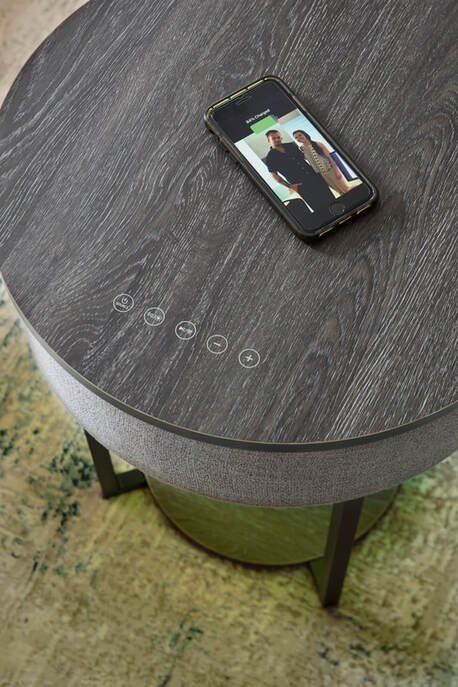 A4000641 - Accent Table w/Speaker, Wireless Charger, Lights