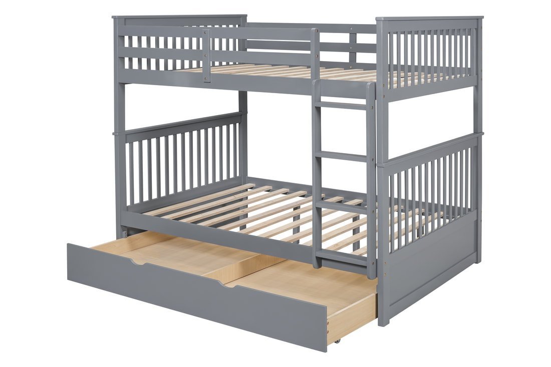 bb33-3_orig.jpeg BB33 Full/Full Bunk Bed w/Twin Trundle Gray