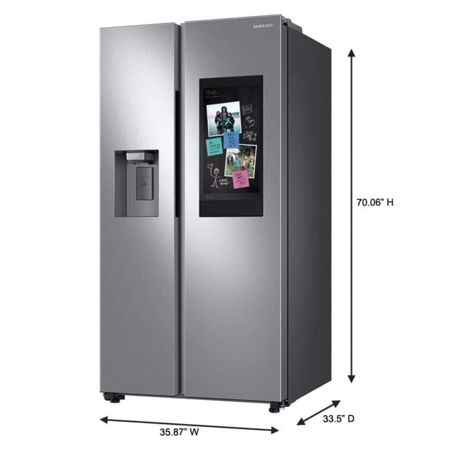 SAMSUNG RS27T5561SR 26.7 Cu. Ft. Side-by-Side Refrigerator with 21.5 inch Touch-Screen Family Hub