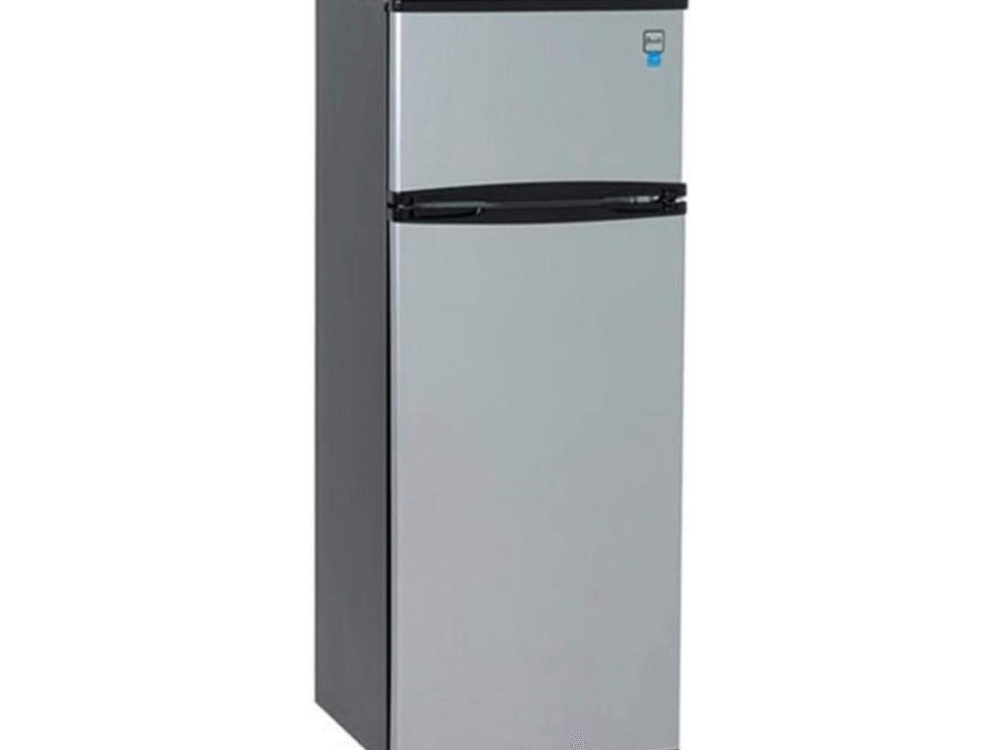 Avanti RA7316PST 2-Door Apartment Size Refrigerator, Black with Platinum Finish, 7.4 cubic feet
